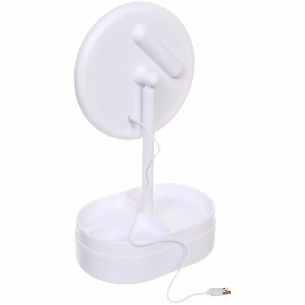 Зеркало настольное с подсветкой и органайзером «Beauty», цвет белый, USB, 35*18см