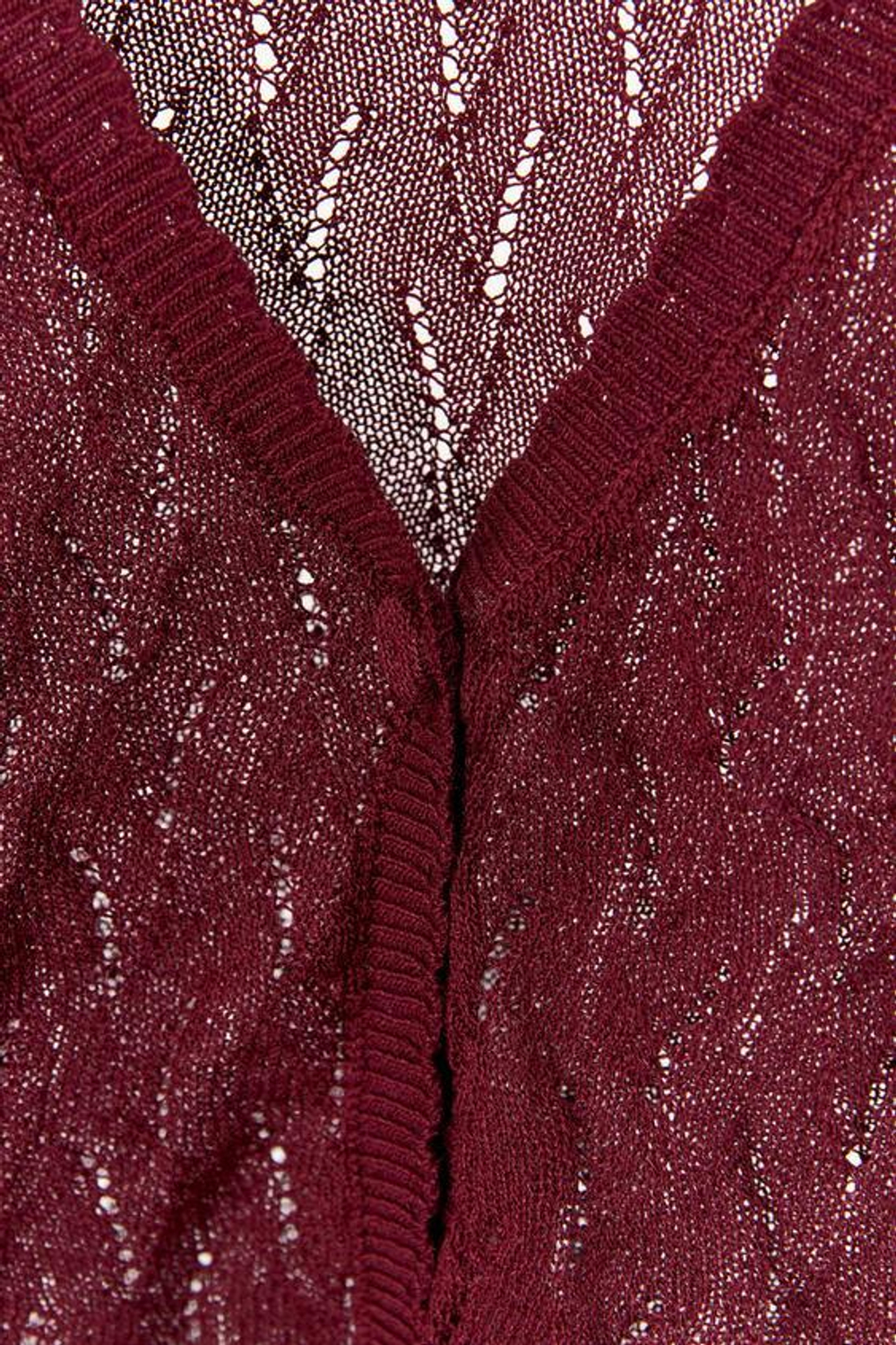 ZARA АЖУРНЫЙ ТРИКОТАЖНЫЙ КАРДИГАН, ГРАНАТОВЫЙ