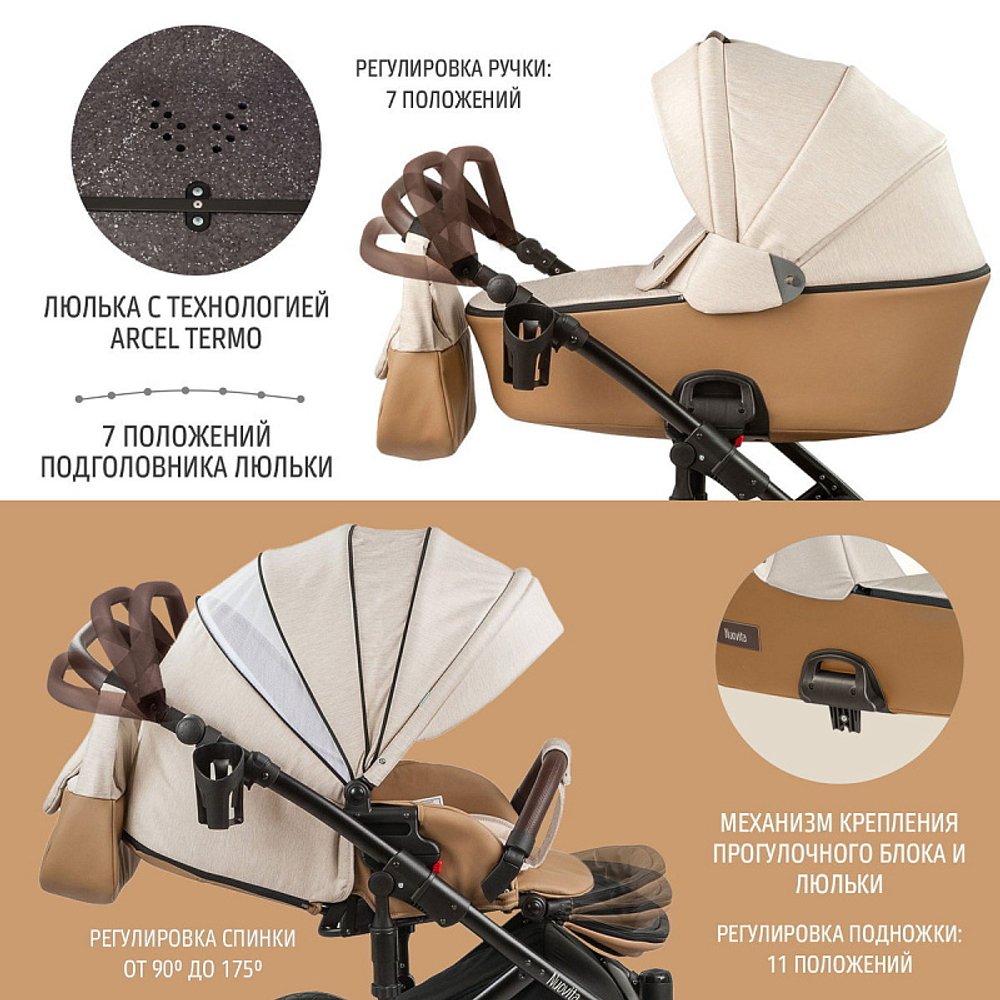Детская коляска Nuovita Carro Sport 2 в 1 Marrone/Бежево-коричневый