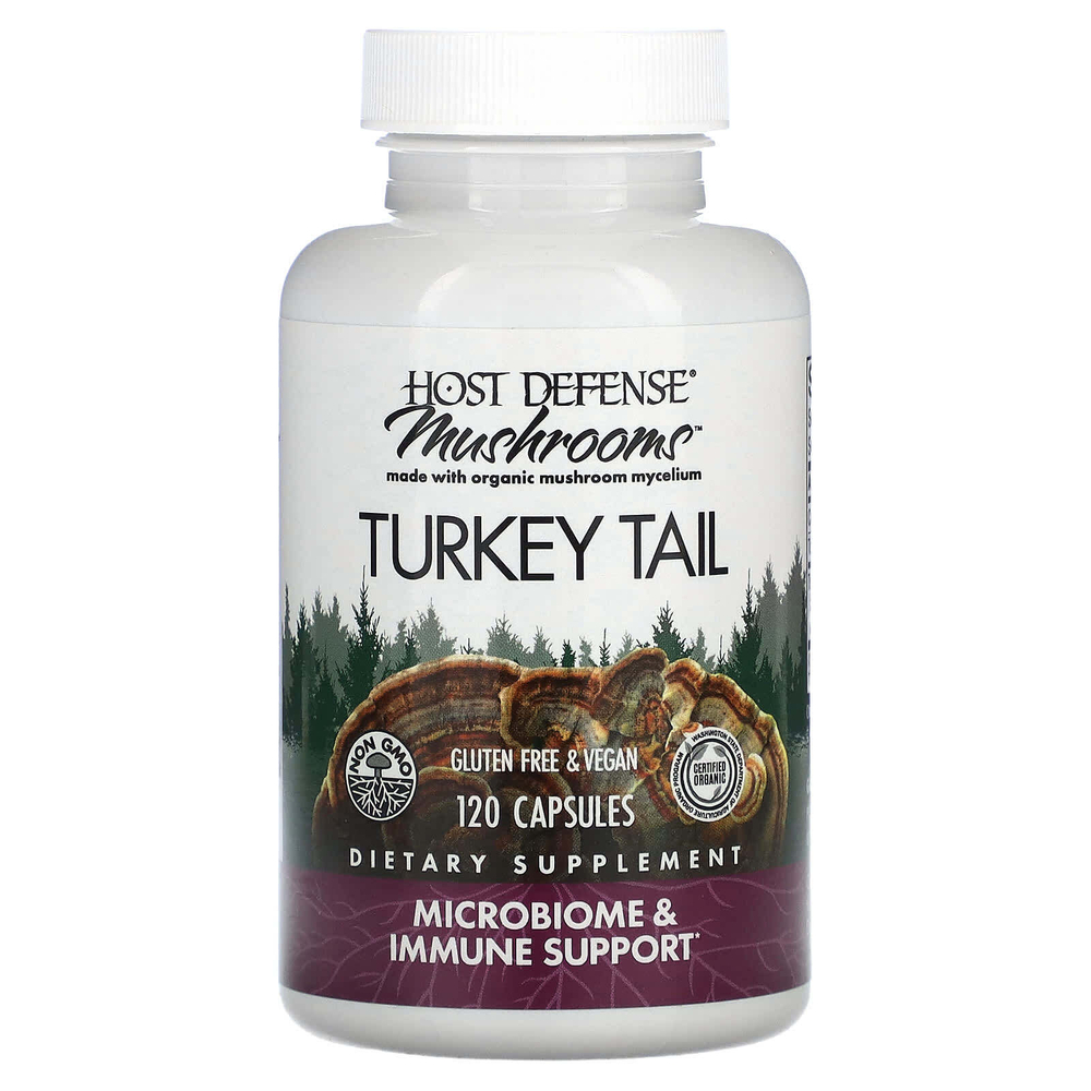 Host Defense, Mushrooms, трутовик разноцветный, 120 капсул (0,5 г в 1 капсуле)