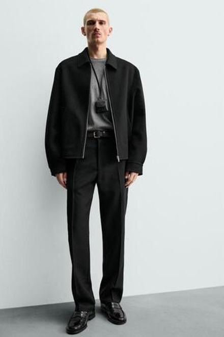 ZARA БРЮКИ ЧИНОС ИЗ 100% ШЕРСТИ ORIGINS, ЧЕРНЫЙ