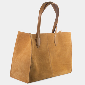 Шоппер Boheme из замши горчичного цвета