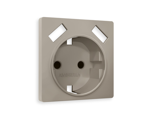 AP3690 Лицевая панель ALFA (Серо-бежевый матовый) для электрической розетки с/з со шторками 2USB A+A QUANT