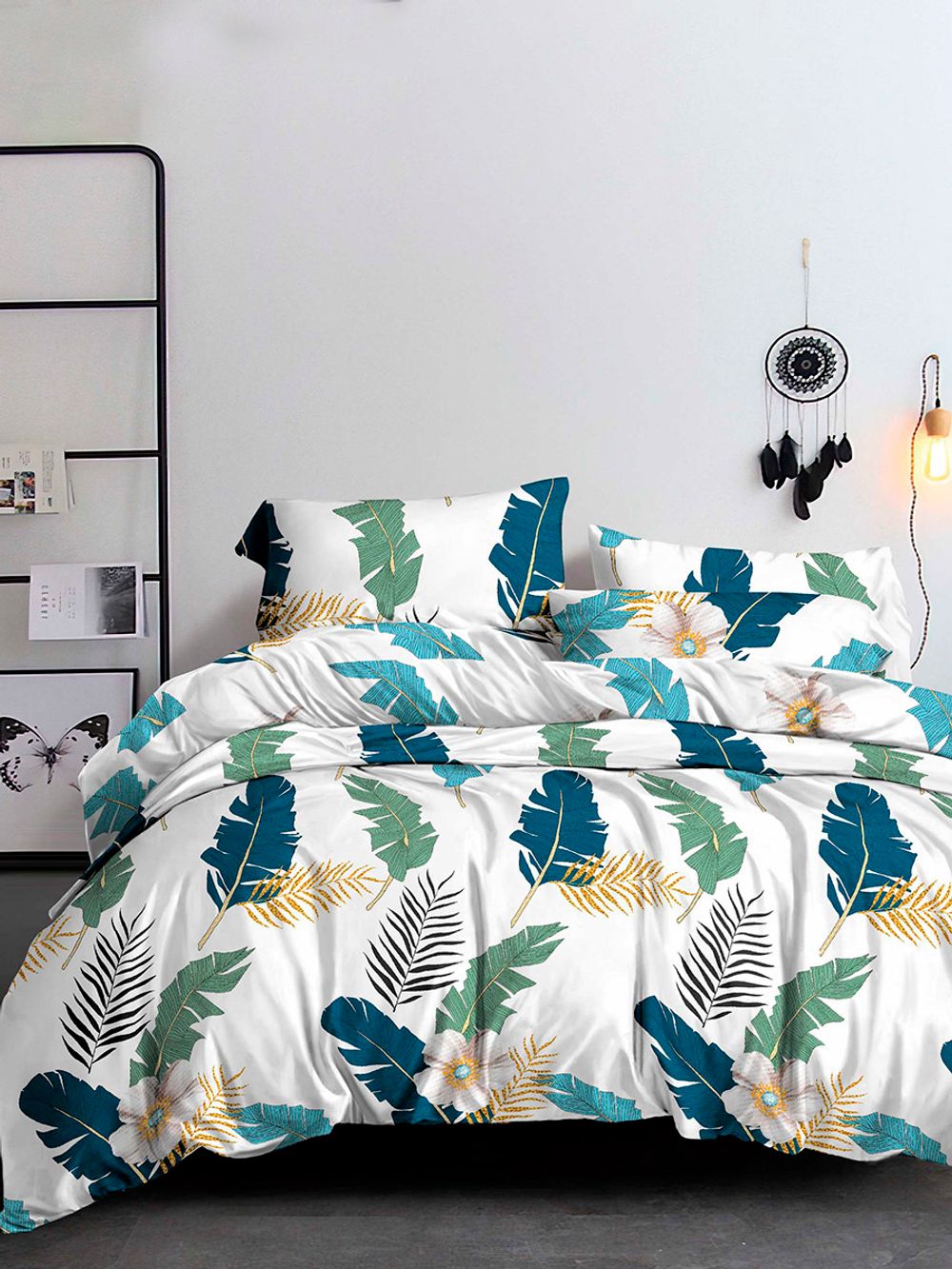 Постельное белье полисатин Simple House "Lodin" 2-спальное Наволочка 50х70 см 2 шт Простынь на резинке 160x200 см Пододеяльник 175x215 см