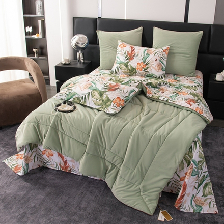 Комплект постельного белья на резинке с одеялом Велюрия Люкс «Летний сад»