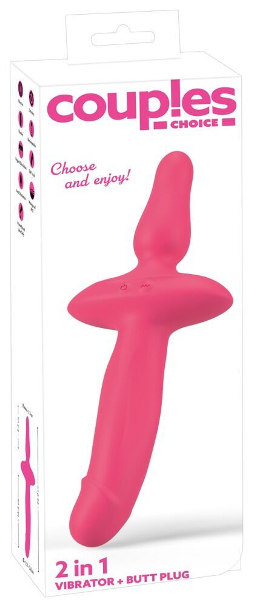Розовый двусторонний вибратор 2in1 Vibrator & Butt Plug