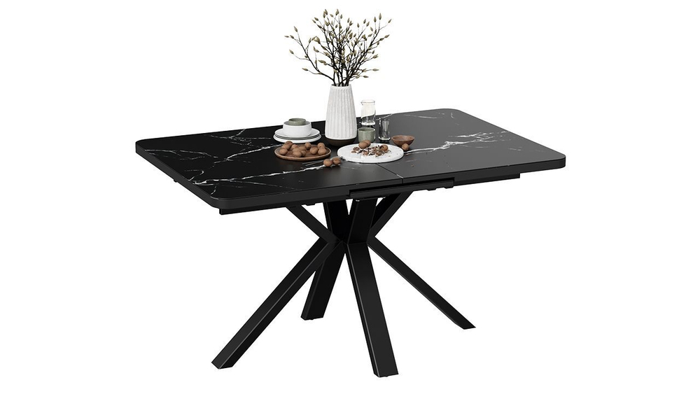 Стол кухонный обеденный раздвижной Черный муар Хэмптон 134(173)х90х75 см