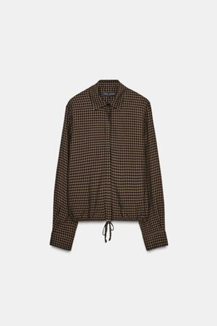 ZARA БЛУЗА В КЛЕТКУ ВИШИ — ZW COLLECTION, ЧЕРНЫЙ/КОРИЧНЕВЫЙ