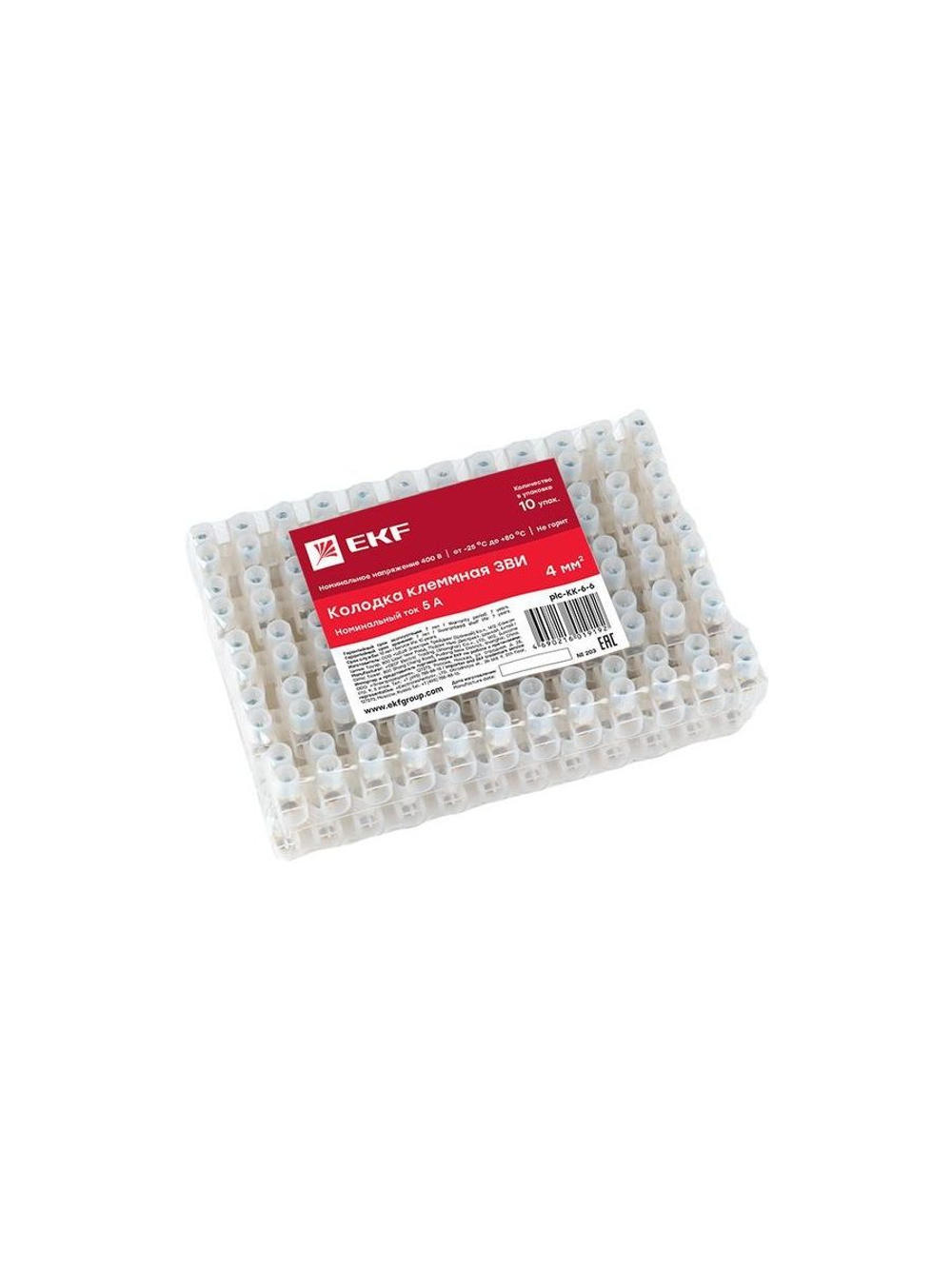 Колодка клеммная 6кв.мм 6А полиэтилен PROxima EKF plc-KK-6-6