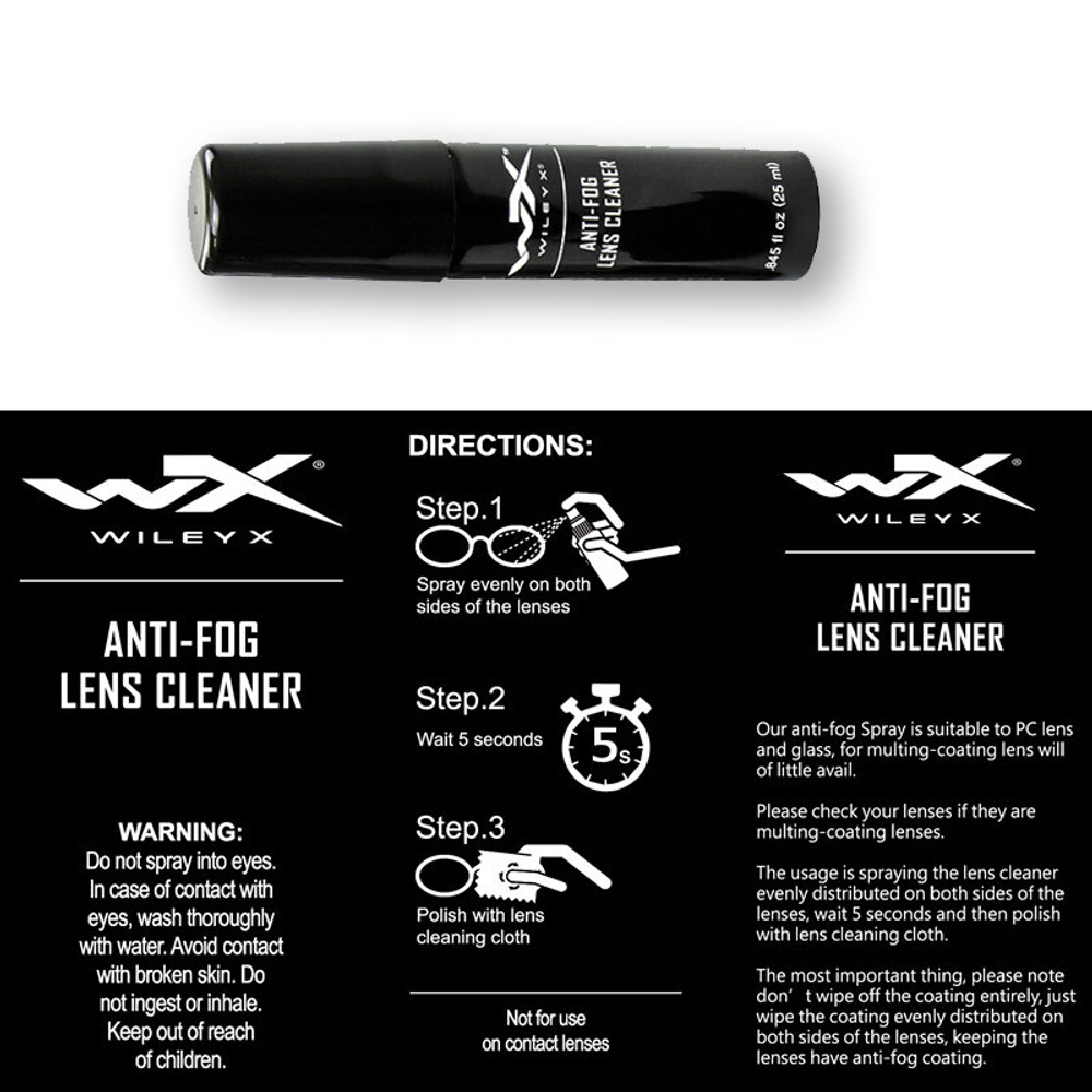 Wiley X — спрей от запотевания Anti-Fog Lens Cleaner (25 мл)