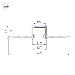 Профиль FANTOM-BENT-W12-TOP-2000 ANOD (Arlight, Алюминий) 040327(1)