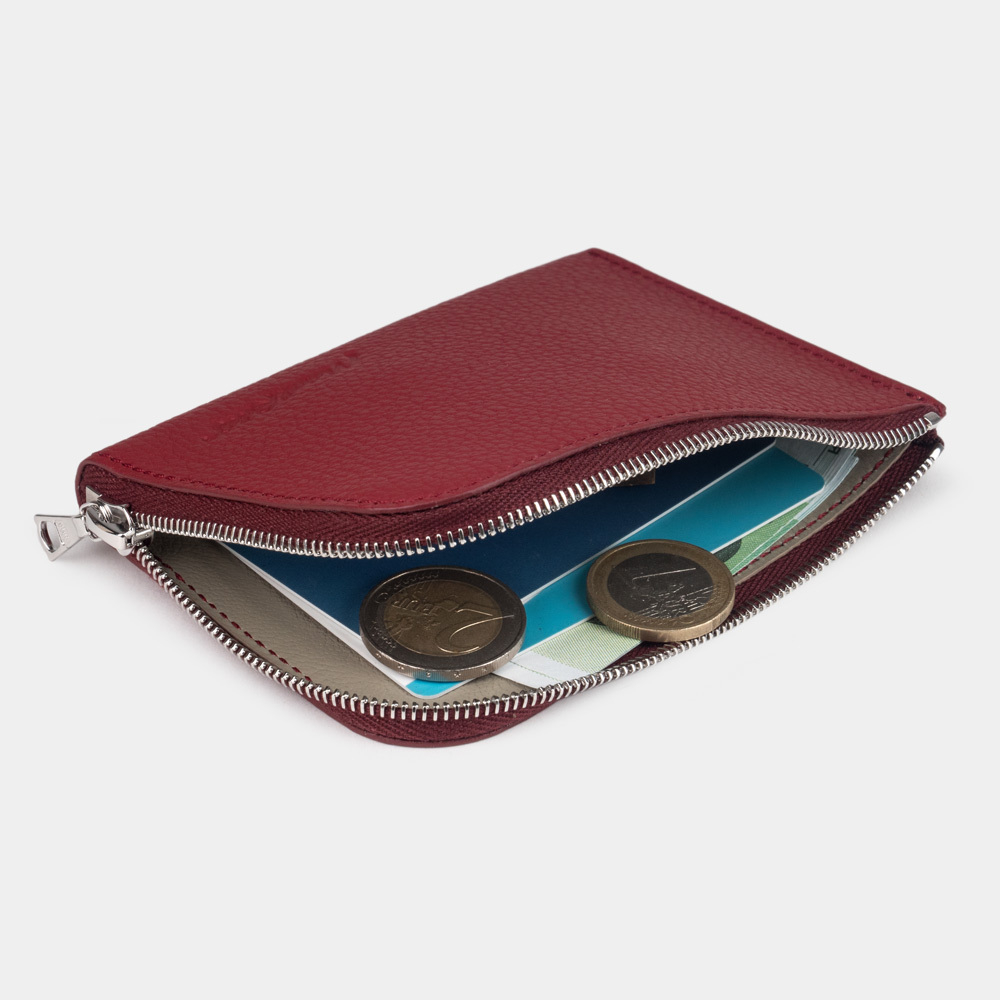 Кошелек женский кожаный, теленок вишневого цвета