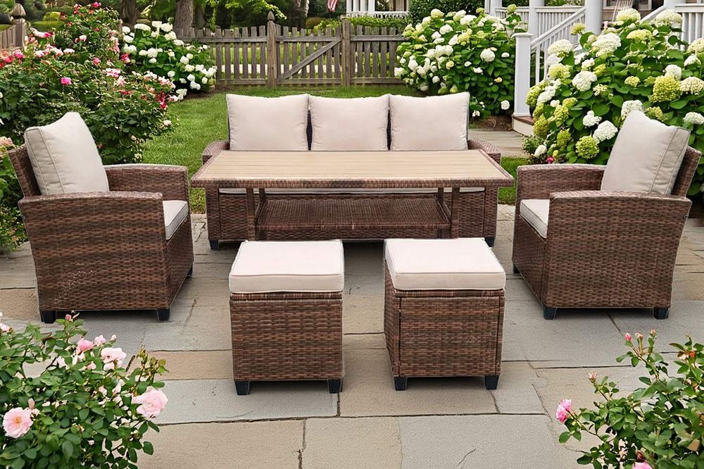 "Мэдисон" обеденная группа из искусственного ротанга, цвет коричневый