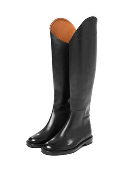 Сапоги-трубы из натуральной кожи черный