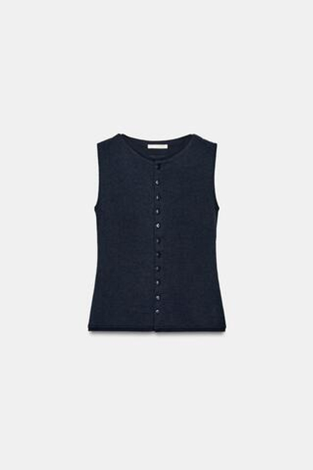 ZARA ЖИЛЕТ С ВЫРЕЗОМ ХЕНЛИ, МОРСКОЙ СИНИЙ