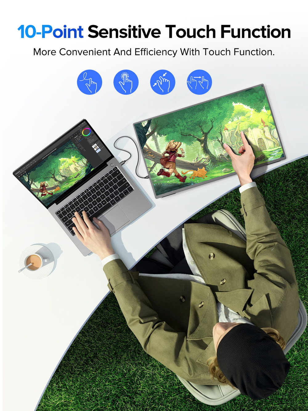 24.5" Портативный сенсорный игровой монитор UPERFECT Umax25 Tocuh 2560x1440, 165 Гц, IPS