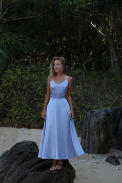 Платье Blossom миди серо-голубой