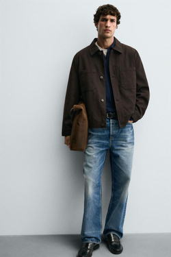 ZARA СТЕГАНАЯ КУРТКА ИЗ ЛИОЦЕЛЛА И ХЛОПКА, ШОКОЛАДНЫЙ