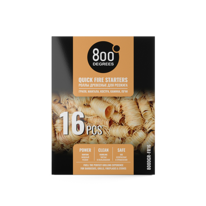Розжиг роллы 800 Degrees Быстрый розжиг, 16 ролла