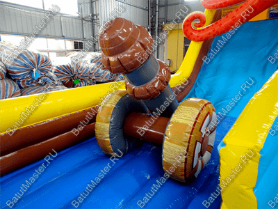 Коммерческий надувной батут "Корабль с осьминогом" 19*9*7 м