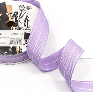 Лента Полиэстер в пунктирную полоску Сиреневая