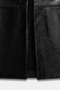 ZARA ЮБКА МИДИ ИЗ ИСКУССТВЕННОЙ КОЖИ, ЧЕРНЫЙ