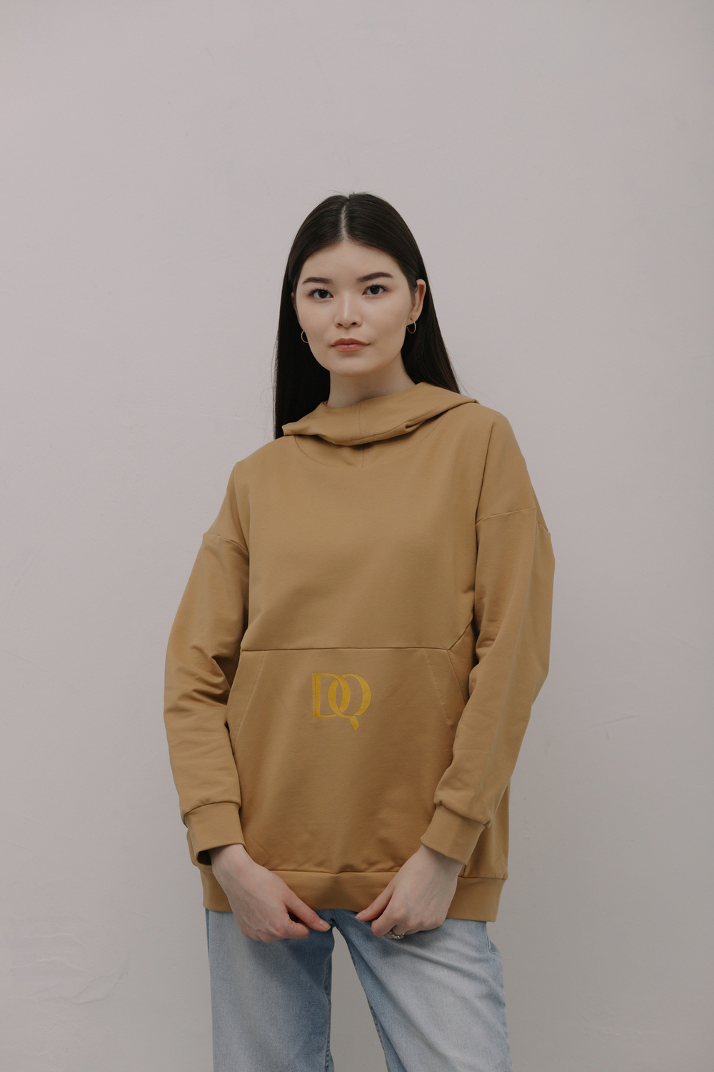 "DQ" almond hoodie
