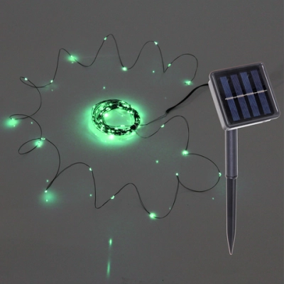 Гирлянда для улицы «Росинка» 10 м 100 ламп LED проволочн.пров. зелен., 8 реж.,IP-54, Зеленый (солнечная батарея)