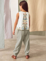 Топ с вышивкой и брюки в комплекте для девочки Next AB1-570, Молочный, Хаки