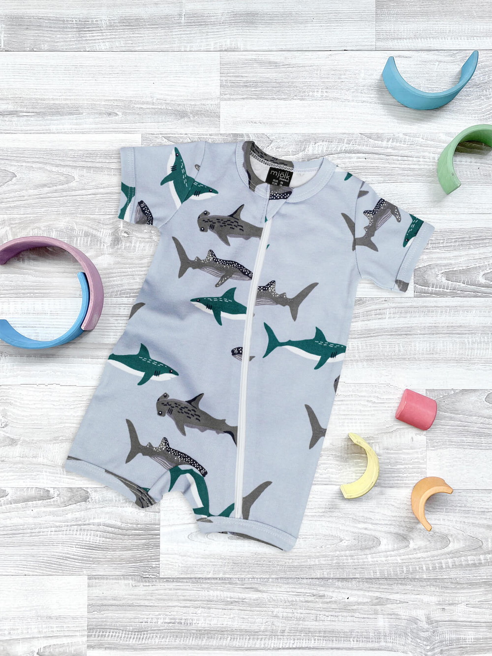 Песочник Mjölk Sleep and Play Акулы, уценка