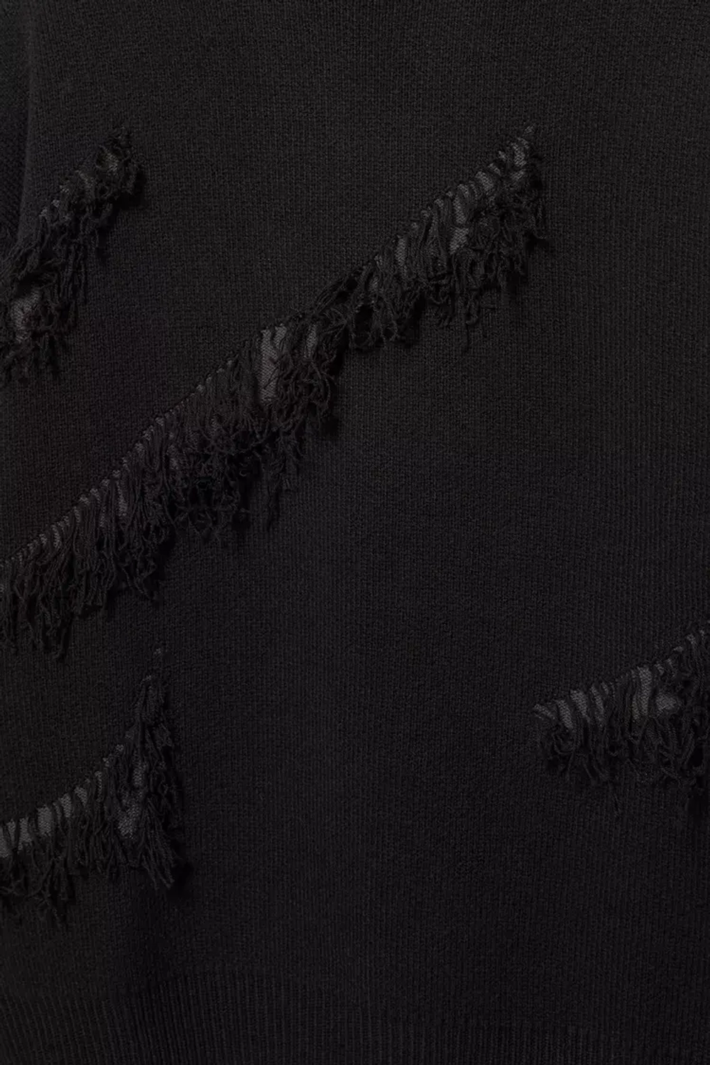PULL&BEAR Рваный свитер с бахромой, черный