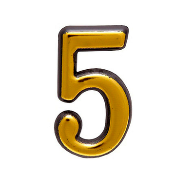 Цифра дверная АЛЛЮР Большая пластик золото "5" /50