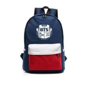 Рюкзак темно-синий с логотипом BTS