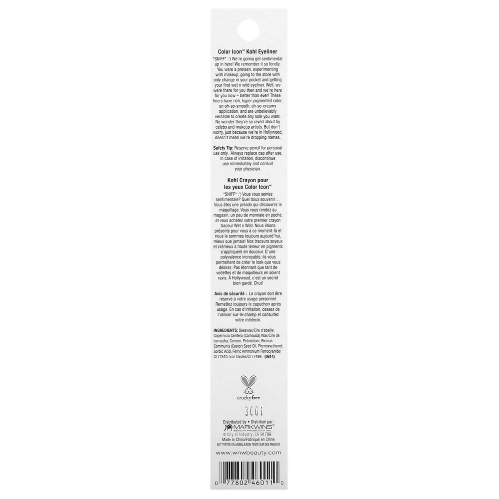 wet n wild, Color Icon, подводка для глаз, оттенок 601A Baby's Черный, 1,4 г (0,04 унции)