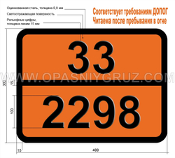Табличка Опасный груз 33-2298 МЕТИЛЦИКЛОПЕНТАН