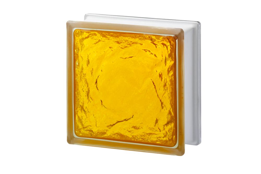 Стеклоблок Айс медовый Vitrablok 19,7x19,7x8
