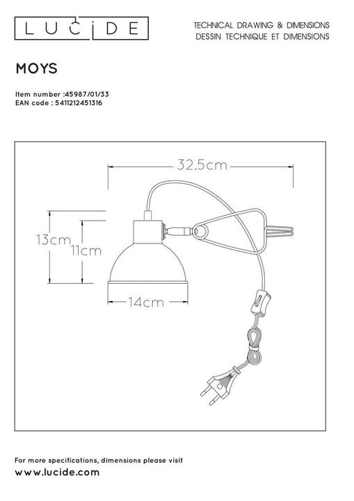 Настольная лампа Lucide Moys 45987/01/33