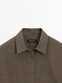 Massimo Dutti Рубашка из 100% хлопка с вышивкой, зеленый