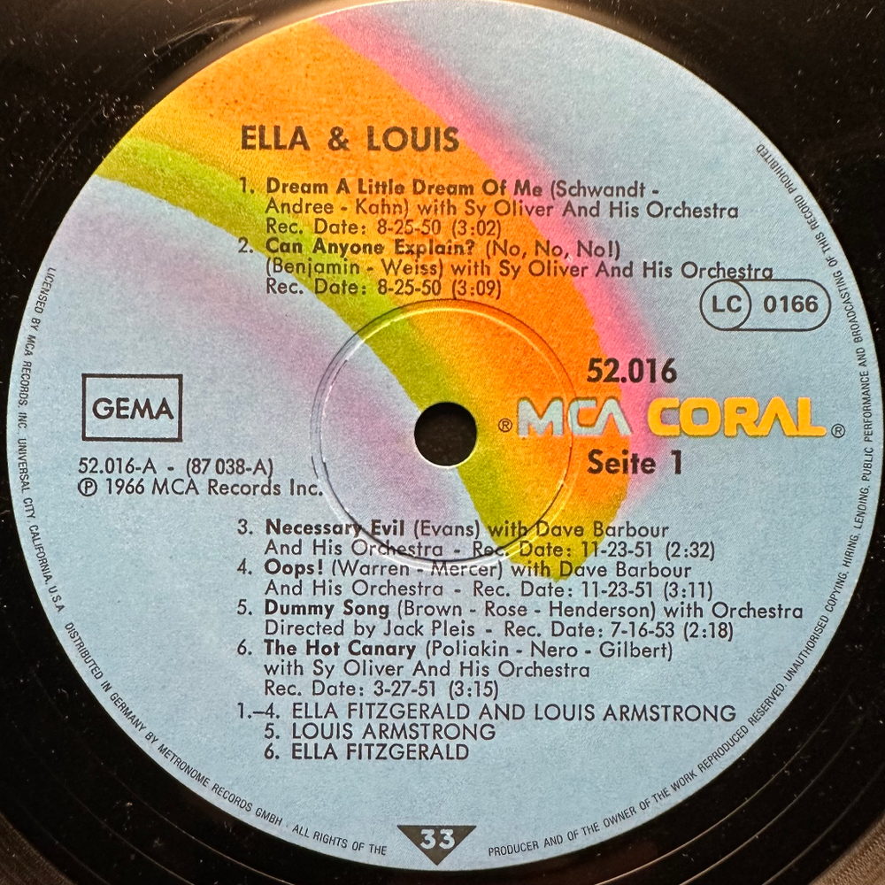 Ella Fitzgerald & Louis Armstrong - Ella & Louis (Германия 1977г.)