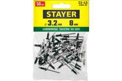 Алюминиевые заклепки STAYER Color-FIX RAL 6005 3.2х8 мм зеленый насыщенный, 50 шт 3125-32-6005