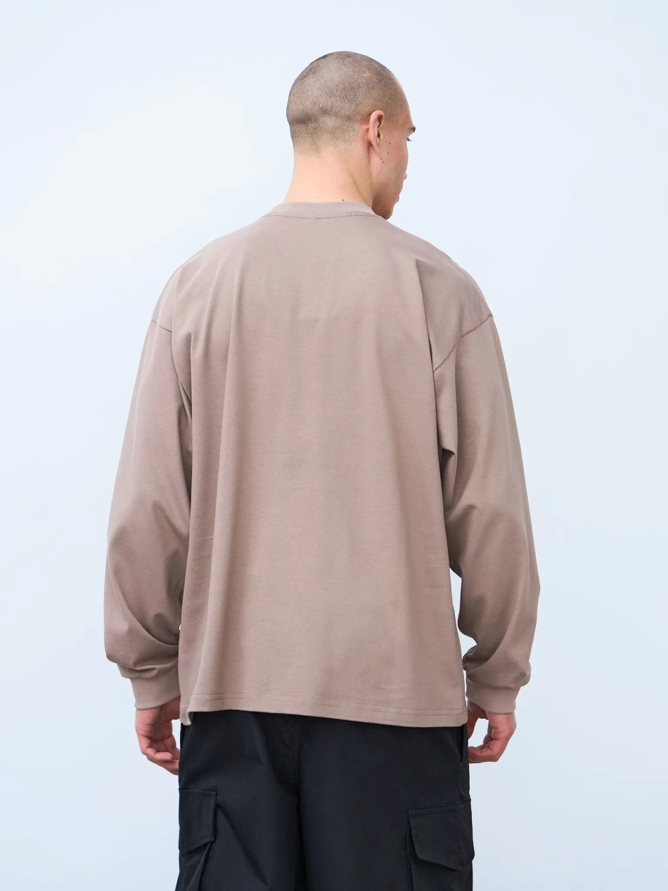 Лонгслив оверсайз (темно-бежевый) 230 г