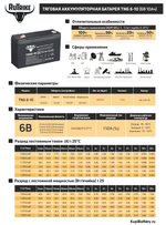 Аккумулятор RuTrike TNG 6-10 (AGM+GEL)