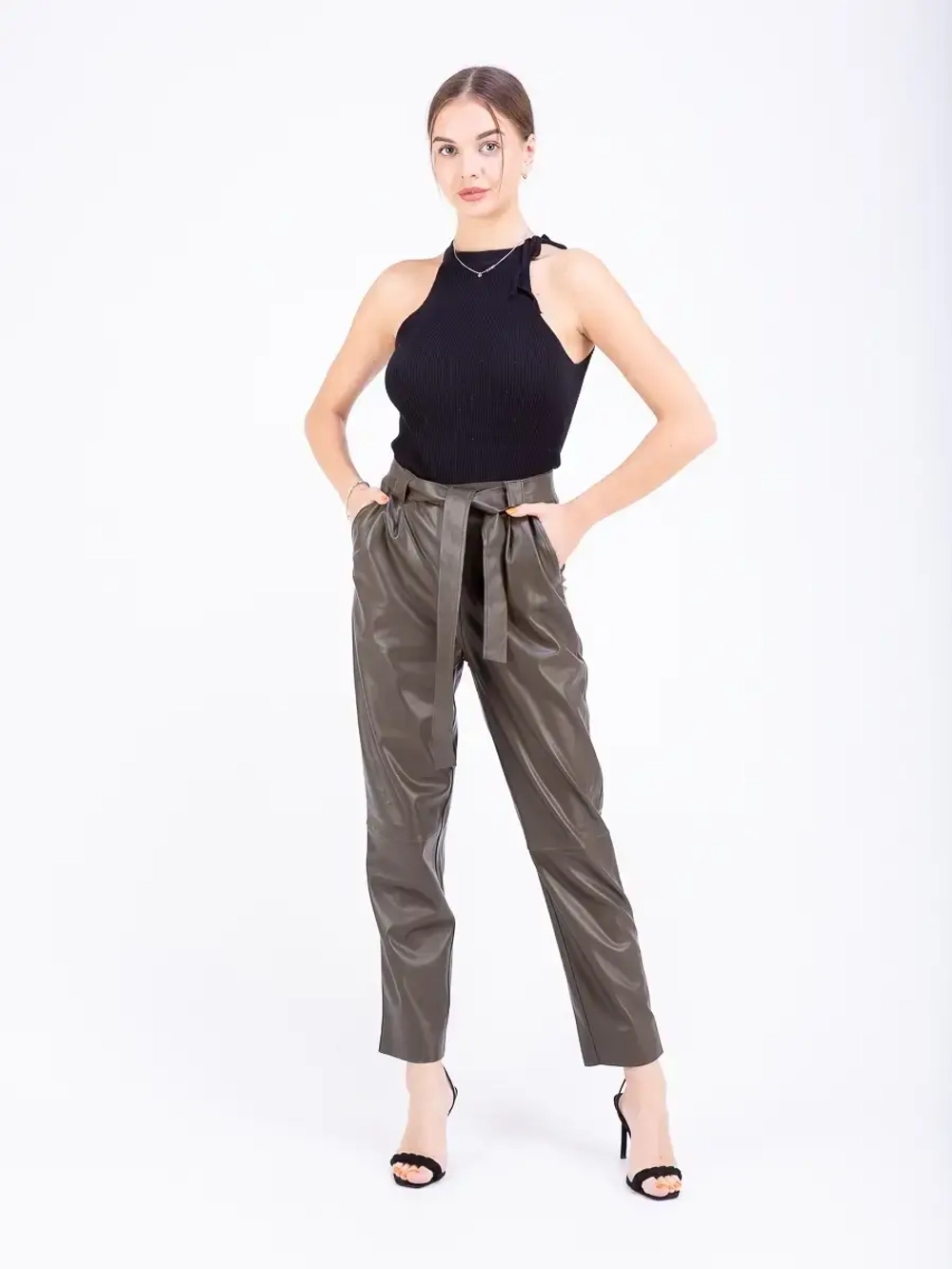 Брюки женские кожаные, экокожа