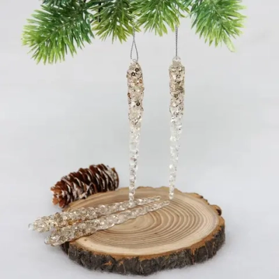 Подвеска «Хрупкие сосульки» 13 см (набор 4 шт), Шампань