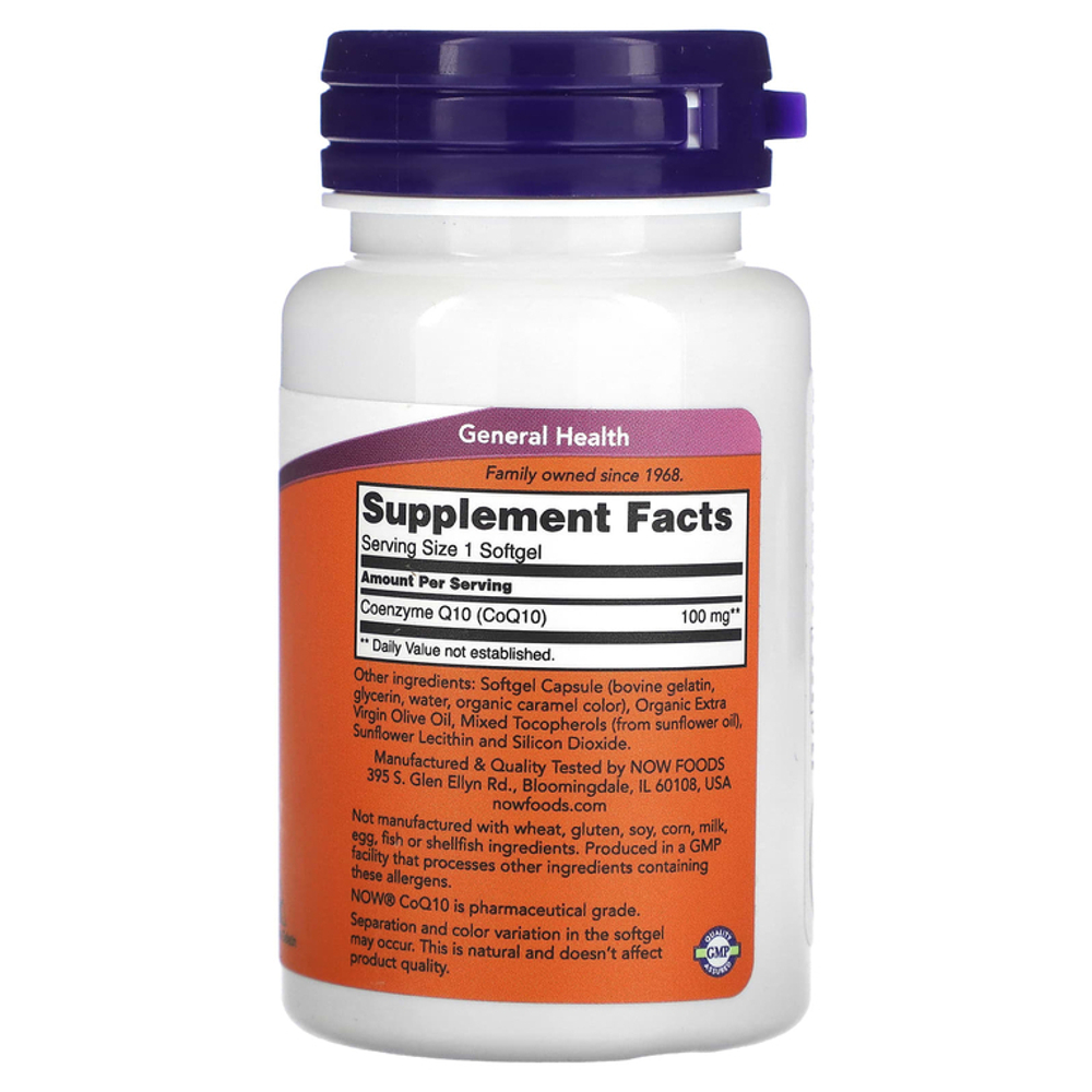 Now Foods CoQ10 100 mg 50 softgels, Коэнзим Q10