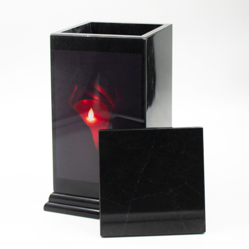 Урна для праха "Обелиск с декором" доломит Свеча