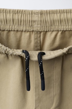 ZARA БРЮКИ STRAIGHT С НАШИВКОЙ, БЕЖЕВЫЙ