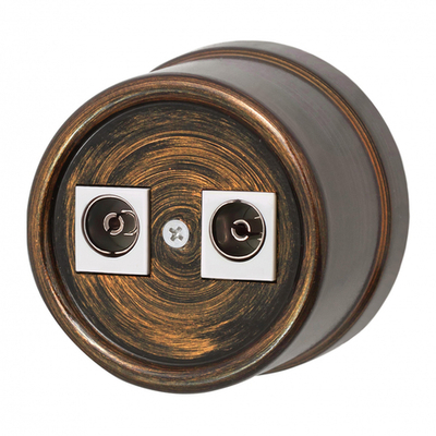 Розетка телевизионная двойная, оконечная, пластик, бронза B1-306-25