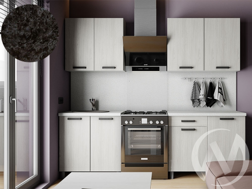 Кухня Элиана 1.8м (корпус белый/ясень анкор светлый) 26мм кастилло темный