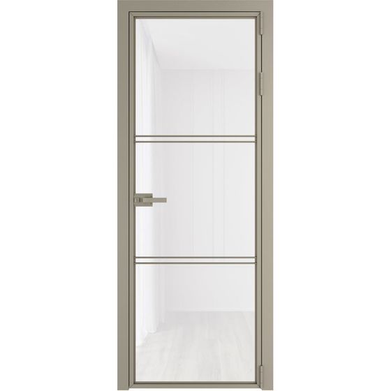 Алюминиевая дверь 3AХ никель матовый стекло белый триплекс